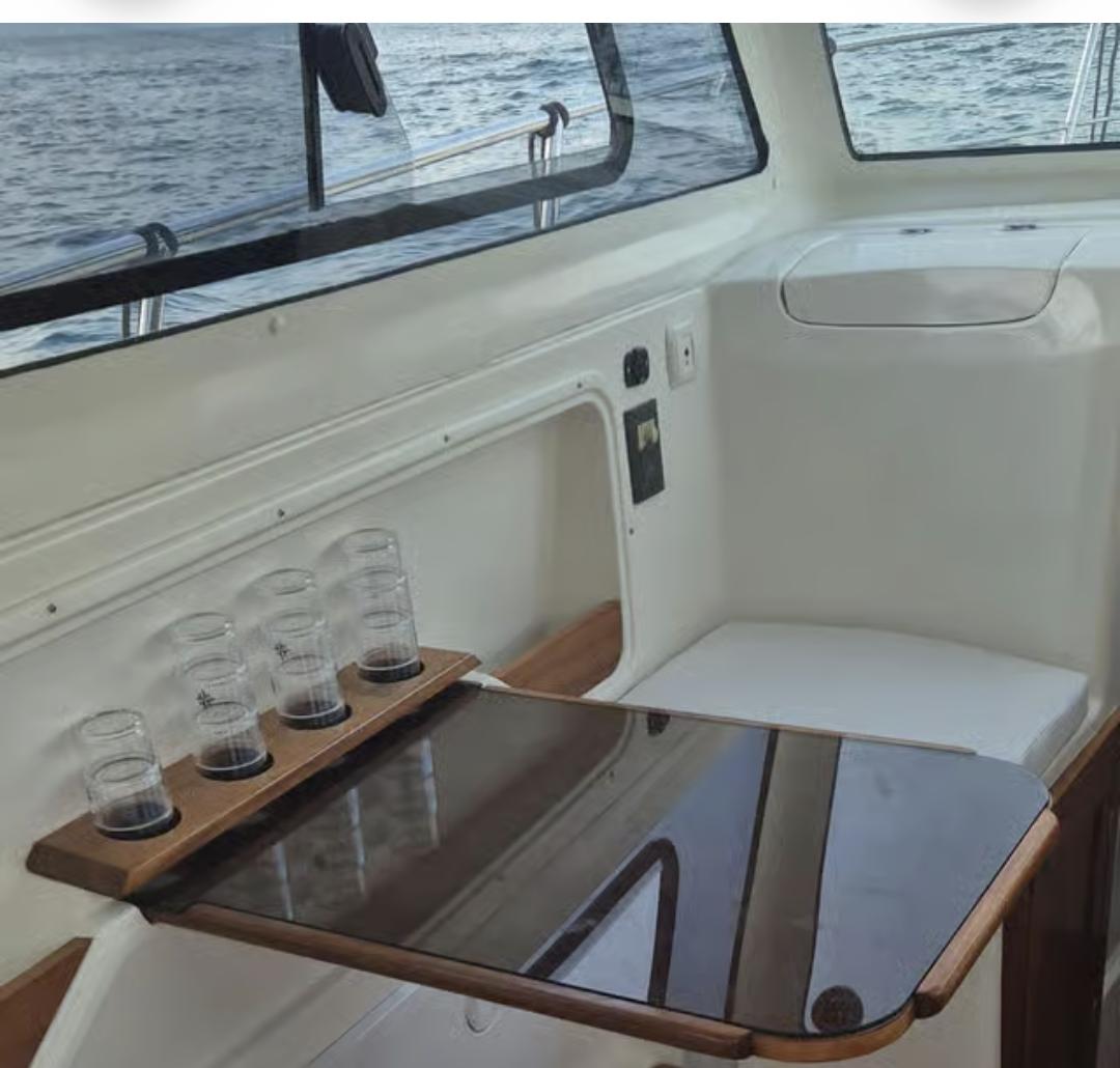 Onboard table set with drinks